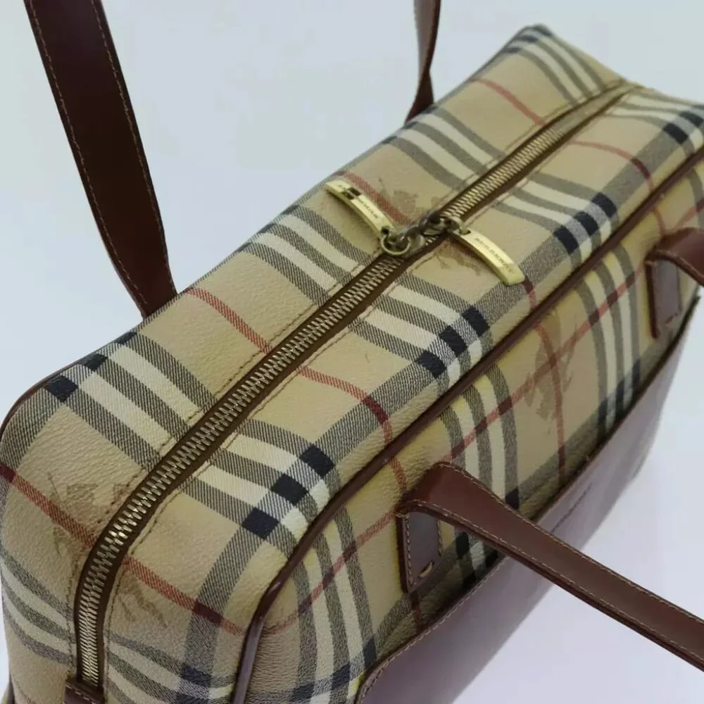 BURBERRY Nova Check Shoulder Bag PVC Leather Beige Auth - Picture 7 of 7